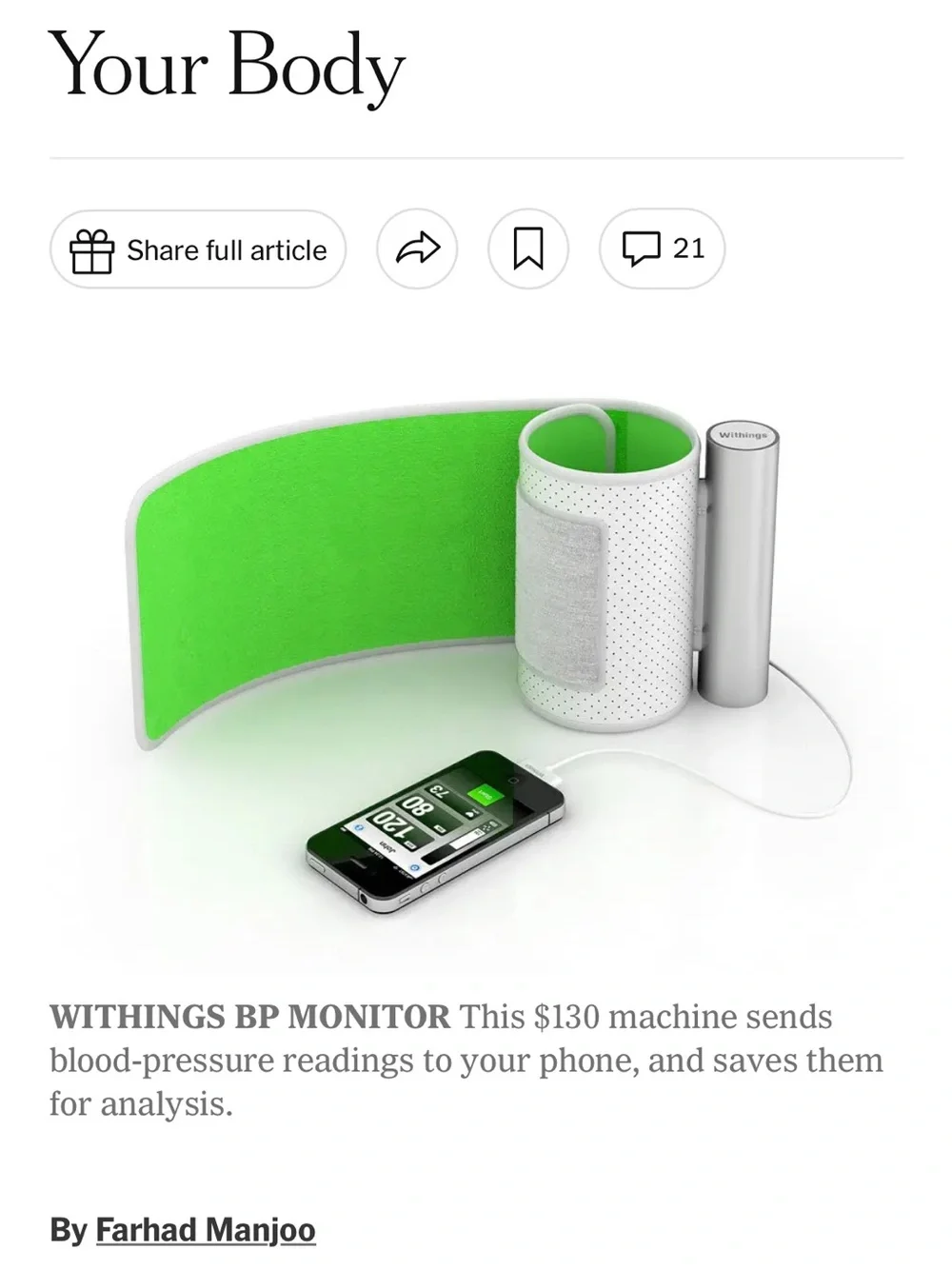 White and Green Blood Pressure Cuff Accessory for Wrist/Arm Monitors